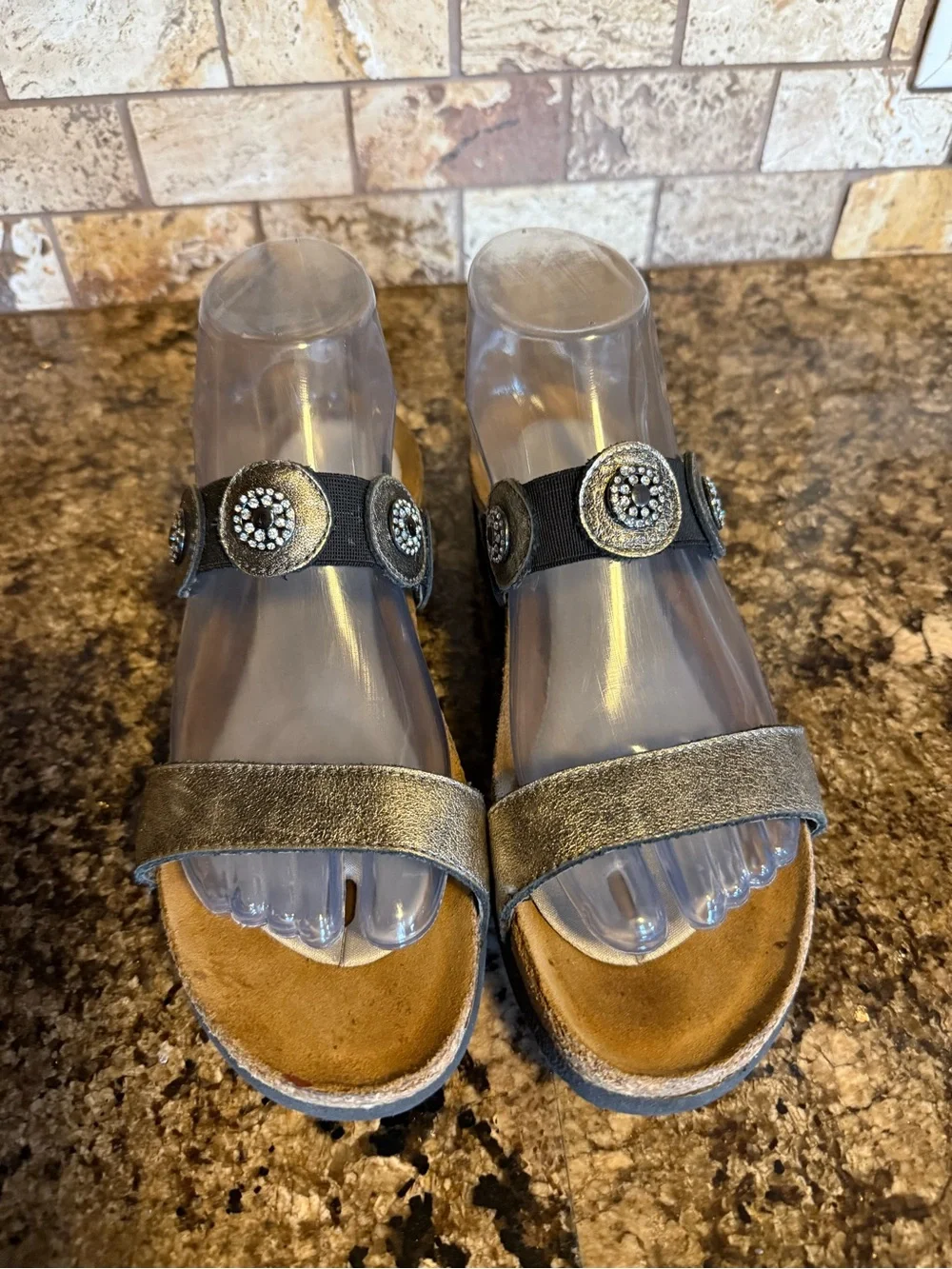 NAOT Marissa Platform Wedge Slide Sandals Rhinestone Accented Women’s 40 US 9 M.